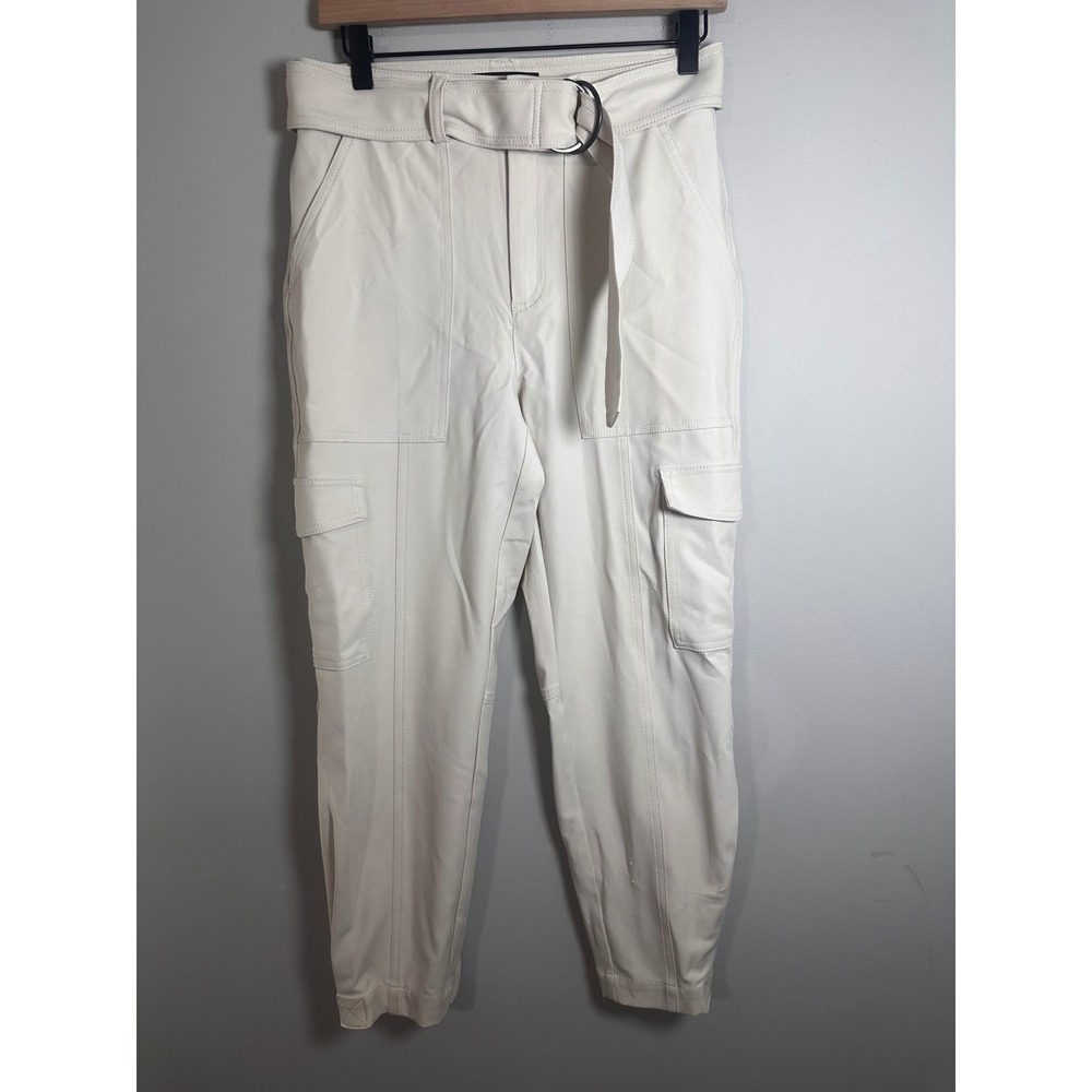 Banana Republic Slim Refined Stretch Cargo Pant Off White Belted 4 26 Inseam